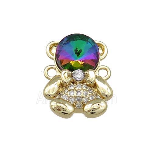 Copper Bear Connector Pave Zircon Crystal Glass Gold Plated