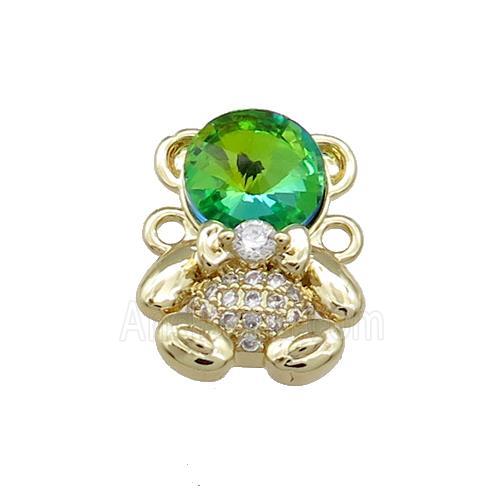 Copper Bear Connector Pave Zircon Crystal Glass Gold Plated