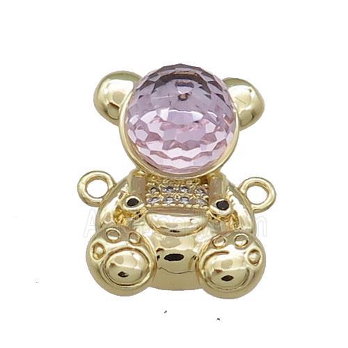 Copper Bear Connector Pave Zircon Crystal Glass Gold Plated