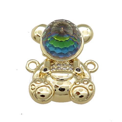 Copper Bear Connector Pave Zircon Crystal Glass Gold Plated