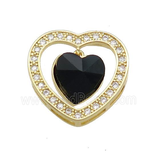Copper Heart Pendant Pave Crystal Glass Zircon Gold Plated