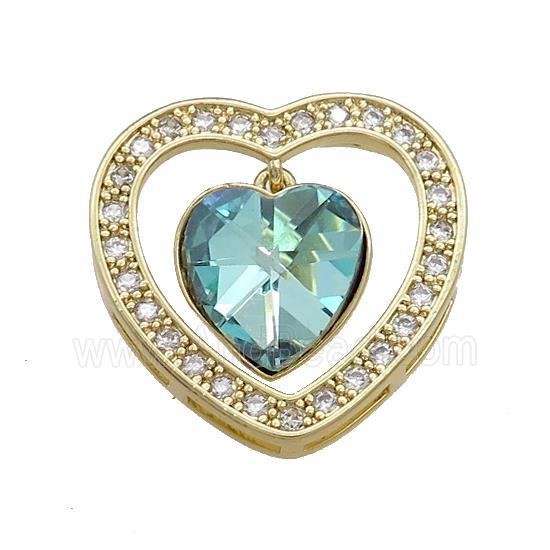 Copper Heart Pendant Pave Crystal Glass Zircon Gold Plated