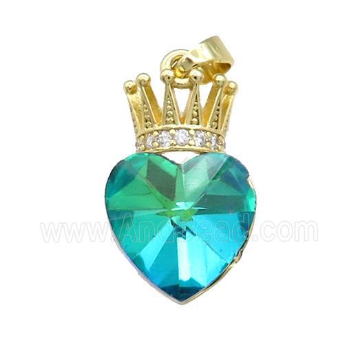 Copper Crown Pendant Pave Crystal Glass Zircon Gold Plated