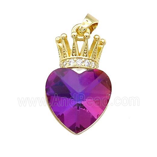 Copper Crown Pendant Pave Crystal Glass Zircon Gold Plated
