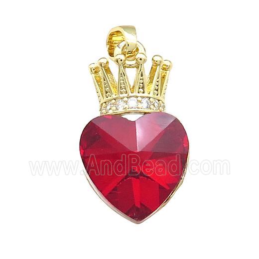Copper Crown Pendant Pave Crystal Glass Zircon Gold Plated