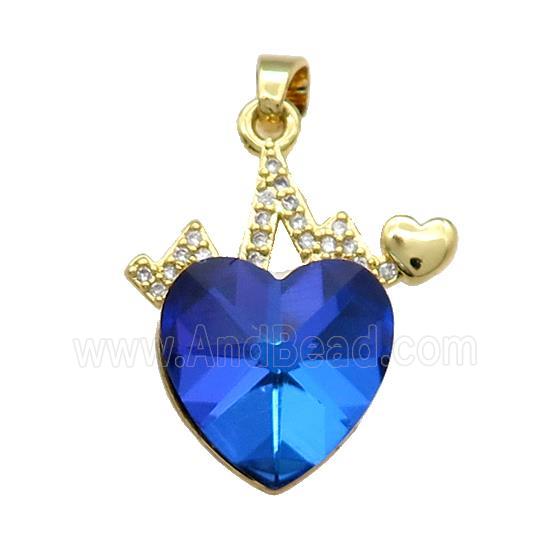 Copper Heartbeat Pendant Pave Crystal Glass Zircon Gold Plated