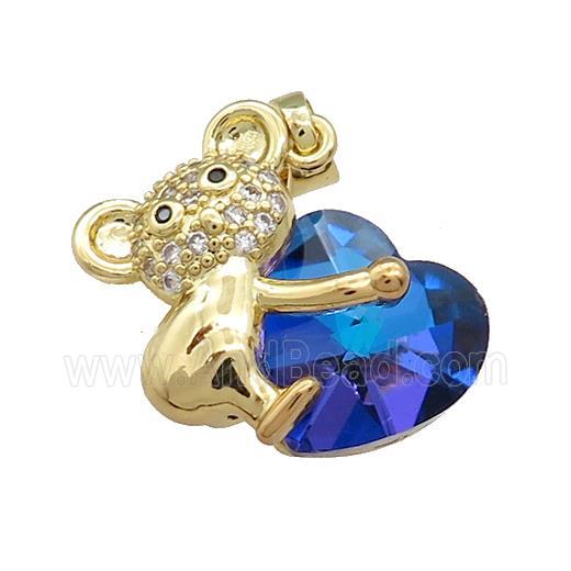 Copper Mouse Pendant Pave Crystal Glass Zircon Gold Plated