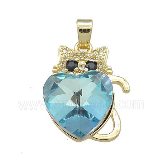 Copper Mouse Pendant Pave Crystal Glass Zircon Gold Plated