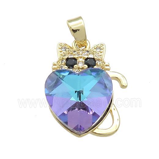 Copper Mouse Pendant Pave Crystal Glass Zircon Gold Plated