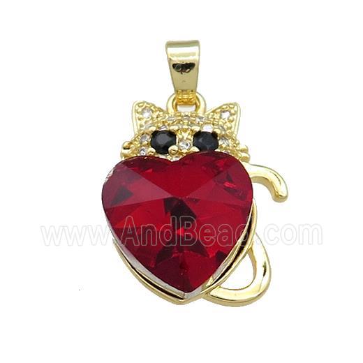 Copper Mouse Pendant Pave Crystal Glass Zircon Gold Plated