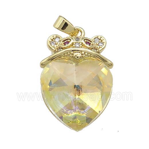 Copper Mouse Pendant Pave Crystal Glass Zircon Gold Plated