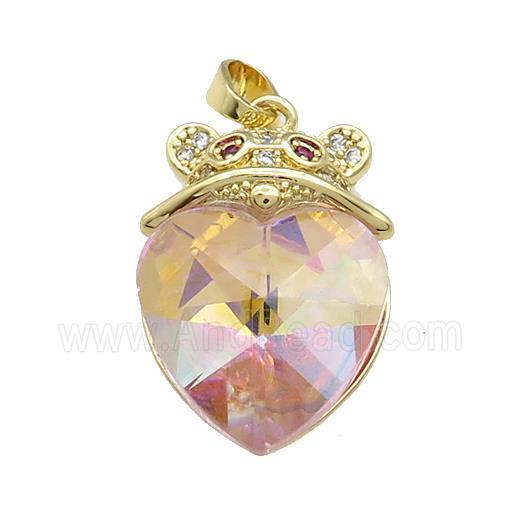 Copper Mouse Pendant Pave Crystal Glass Zircon Gold Plated