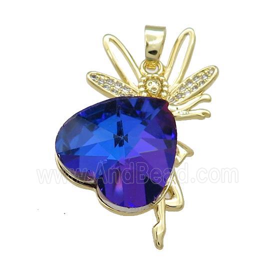 Copper Fairy Pendant Pave Crystal Glass Zircon Gold Plated