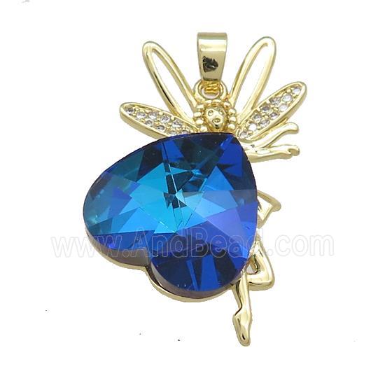 Copper Fairy Pendant Pave Crystal Glass Zircon Gold Plated