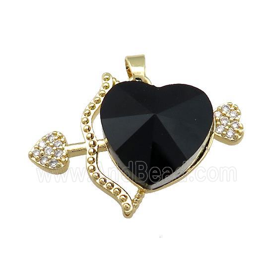 Copper CupidArrow Pendant Pave Crystal Glass Zircon Gold Plated