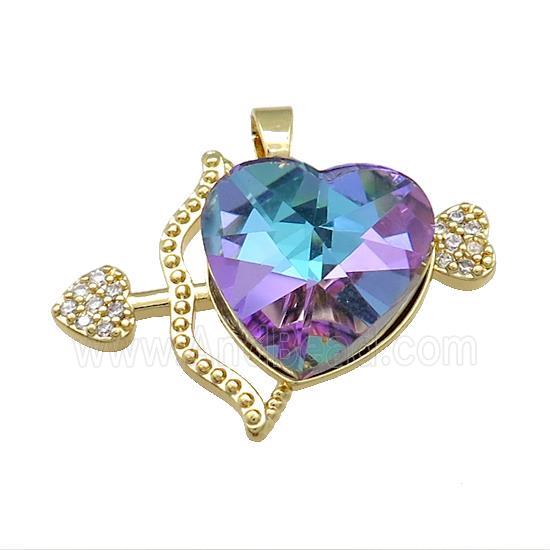 Copper CupidArrow Pendant Pave Crystal Glass Zircon Gold Plated