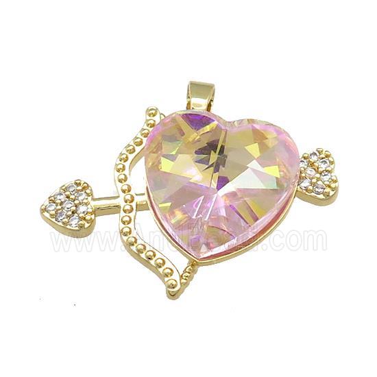 Copper CupidArrow Pendant Pave Crystal Glass Zircon Gold Plated