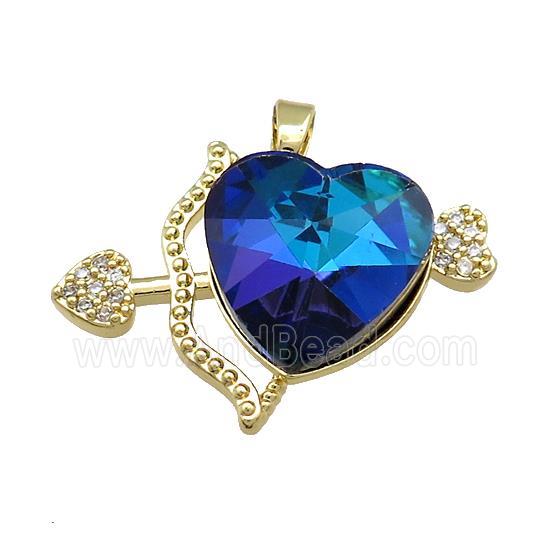 Copper CupidArrow Pendant Pave Crystal Glass Zircon Gold Plated