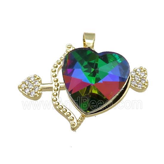 Copper CupidArrow Pendant Pave Crystal Glass Zircon Gold Plated