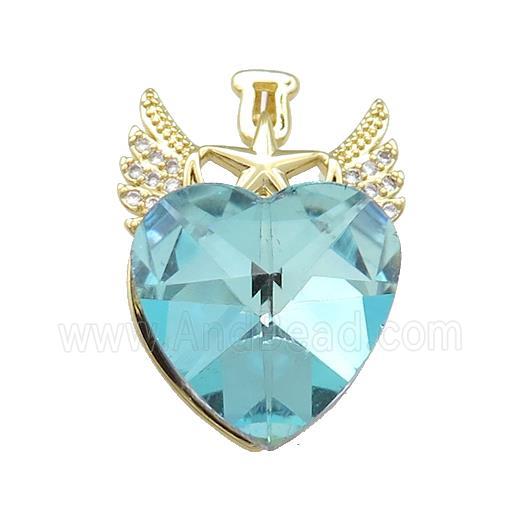 Copper Angel Wings Pendant Pave Crystal Glass Zircon Gold Plated