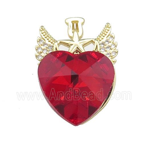 Copper Angel Wings Pendant Pave Crystal Glass Zircon Gold Plated
