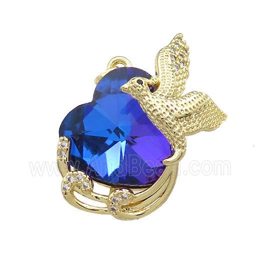 Copper Phenix Pendant Pave Crystal Glass Zircon Gold Plated
