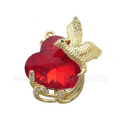 Copper Phenix Pendant Pave Crystal Glass Zircon Gold Plated
