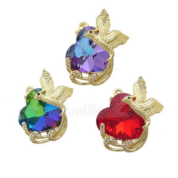 Copper Phenix Pendant Pave Crystal Glass Zircon Gold Plated Mixed
