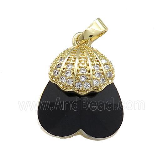 Copper Shlled Pendant Pave Crystal Glass Zircon Gold Plated