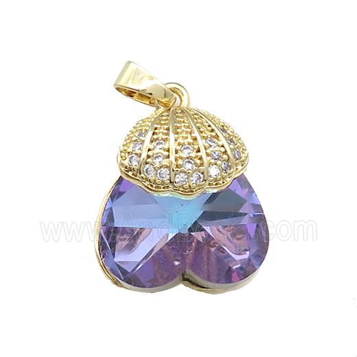 Copper Shlled Pendant Pave Crystal Glass Zircon Gold Plated