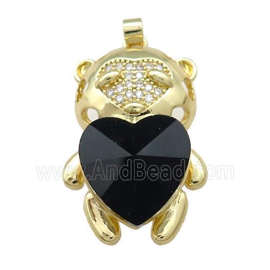 Copper Mouse Pendant Pave Crystal Glass Zircon Gold Plated