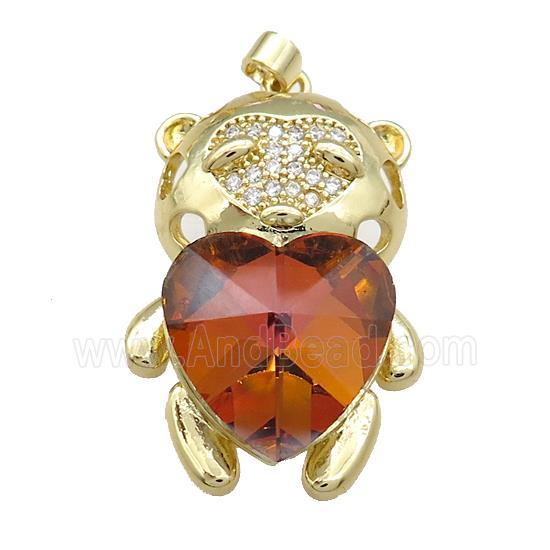 Copper Mouse Pendant Pave Crystal Glass Zircon Gold Plated
