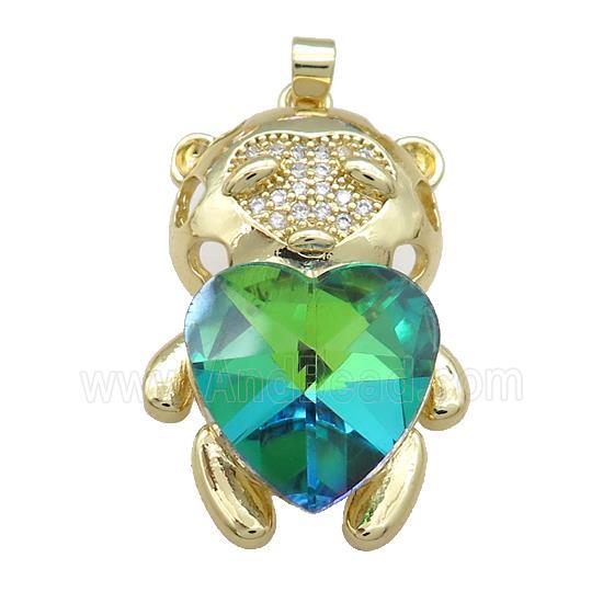 Copper Mouse Pendant Pave Crystal Glass Zircon Gold Plated