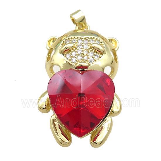 Copper Mouse Pendant Pave Crystal Glass Zircon Gold Plated