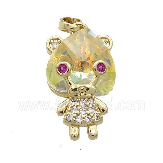 Copper Kids Pendant Pave Crystal Glass Zircon Gold Plated