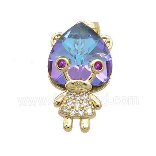 Copper Kids Pendant Pave Crystal Glass Zircon Gold Plated