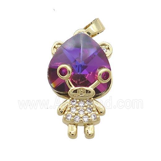 Copper Kids Pendant Pave Crystal Glass Zircon Gold Plated