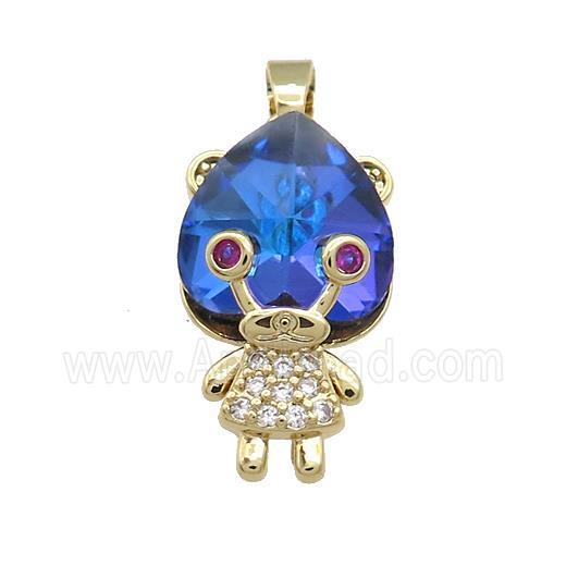 Copper Kids Pendant Pave Crystal Glass Zircon Gold Plated