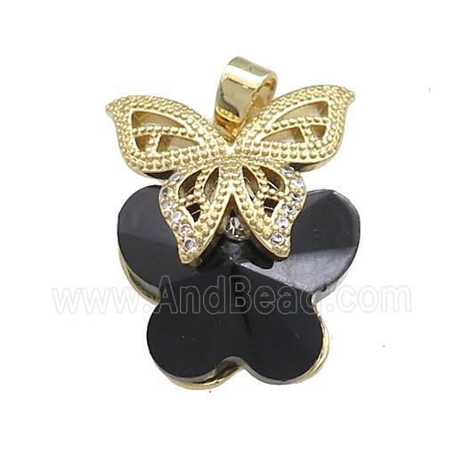 Copper Butterfly Pendant Pave Crystal Glass Zircon Gold Plated
