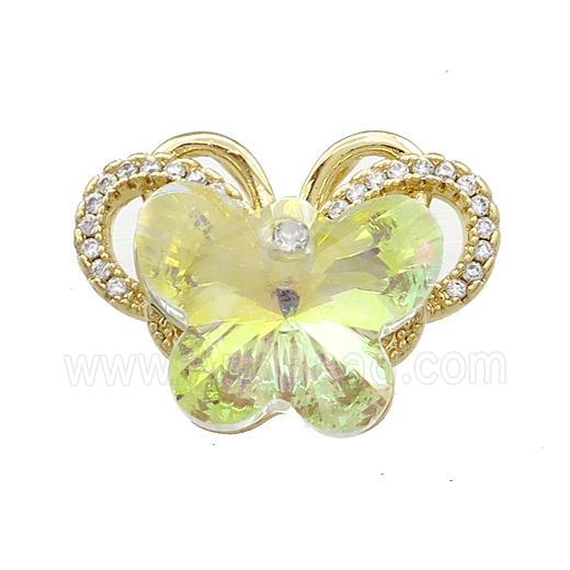 Copper Butterfly Pendant Pave Crystal Glass Zircon 2loops Gold Plated