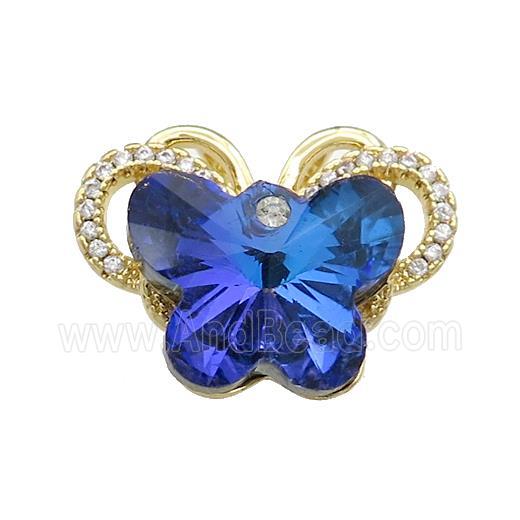 Copper Butterfly Pendant Pave Crystal Glass Zircon 2loops Gold Plated