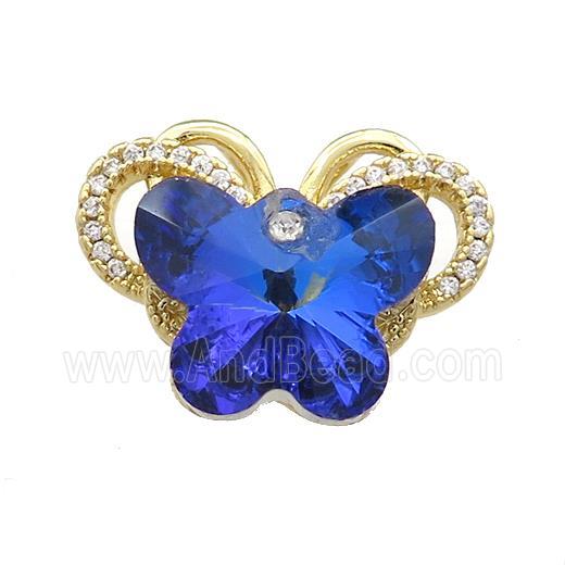 Copper Butterfly Pendant Pave Crystal Glass Zircon 2loops Gold Plated