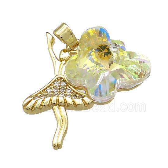 Copper Beauty Pendant Pave Crystal Glass Zircon Gold Plated