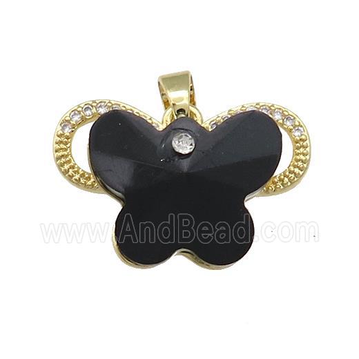 Copper Butterfly Pendant Pave Crystal Glass Zircon Gold Plated