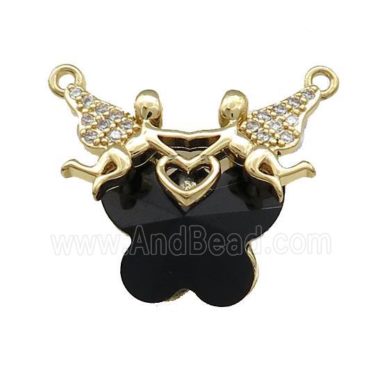 Copper Fairy Pendant Pave Crystal Glass Zircon 2loops Gold Plated