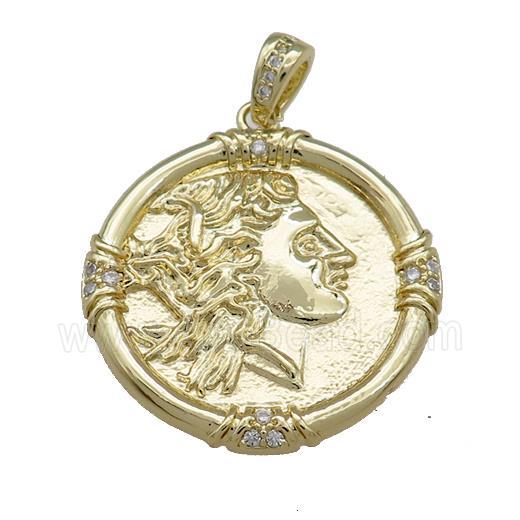 Copper Beauty Pendant Pave Zircon Circle Gold Plated