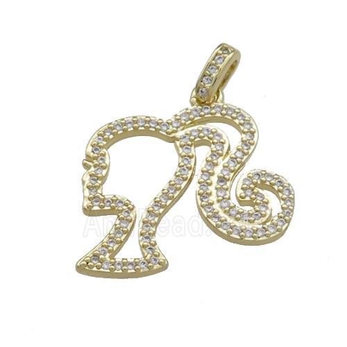 Copper Girls Pendant Pave Zircon Gold Plated