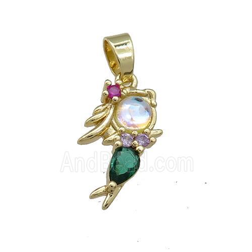 Copper Cute Girls Pendant Pave Zircon Gold Plated