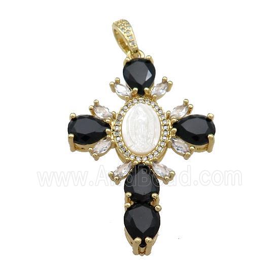 copper pendant pave zircon, gold plated