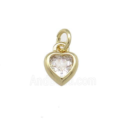 Copper Heart Pendant Pave Zircon Gold Plated